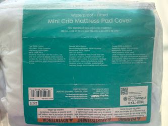 New Mini crib Mattress protector ( white with design )