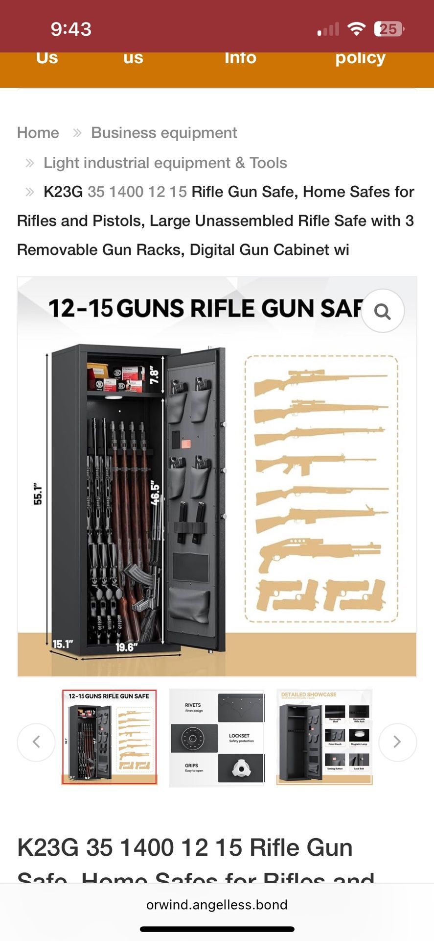 15 Rifle Gun Safe, Home Safes for Rifles and Pistols, Large Unassembled Rifle Safe with 3 Removable Gun Racks, Digital Gun Cabinet wi