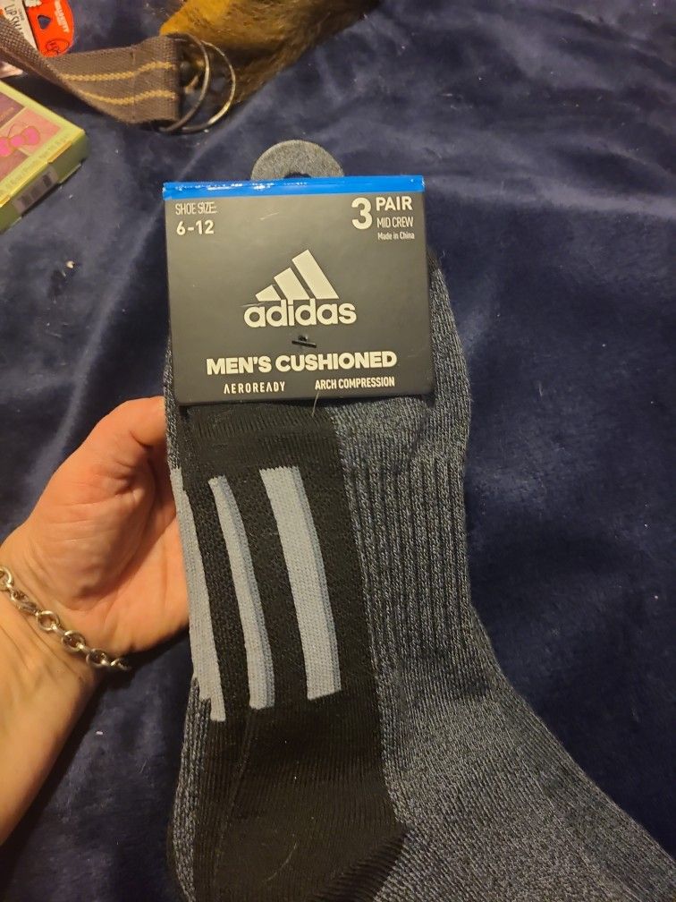 Men's Mid Crew Black Adidas Socks