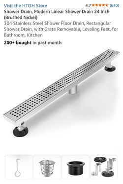Linear Shower Drain - 24 Inch Brushed Nickel