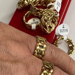 18k PVD Plating Smooth Cuban Gold Ring 