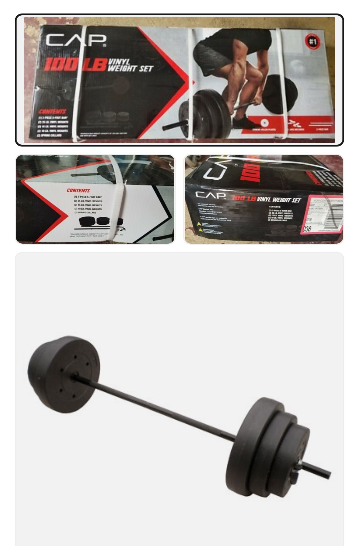 CAP Barbell - 100 lb Standard Vinyl Weight Set with Bar and Collars! NEW