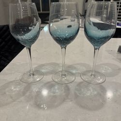 Crackled Blue Wine Glasses