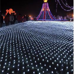 LED Net Mesh Fairy String Decorative Lights 204 LEDs 9.84 Ft x 6.56 Ft Warm White Outdoor Tree-wrap Light 8 Modes Low Voltage for Christmas Wedding Ga