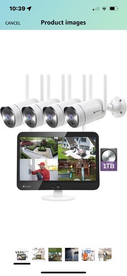 Kittyhok 10CH Wireless Security Camera System Outdoor with Monitor | 4pcs 2K Security Cameras Outdoor with Person Detection, Spotlight | 10CH NVR with