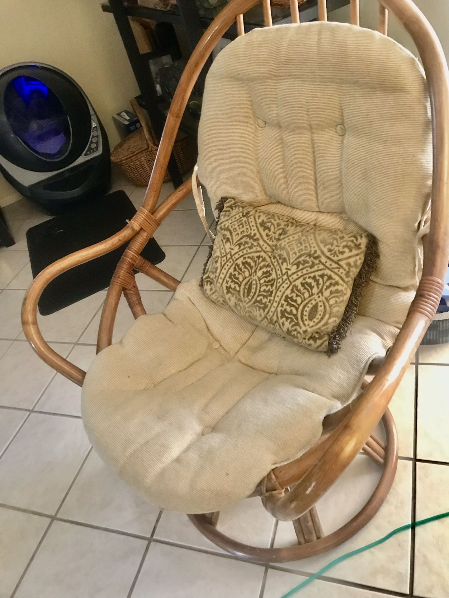 Vintage Bamboo Swivel Chair