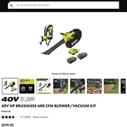 40V HP Brushless 600 CFM Blower / Vacuum / Mulcher