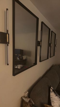 Set of 3 Black Framed Wall Mirrors