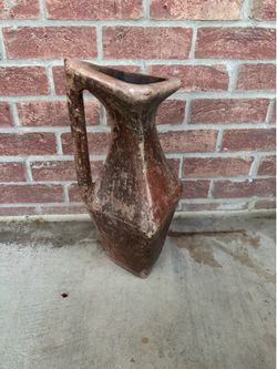 Rustic Terracotta Vase - Unique Design, Needs Cleaning, Pickup Today