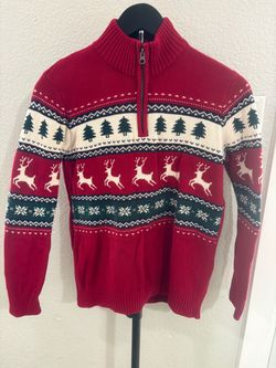Red Fair Isle Christmas Quarter-Zip Sweater