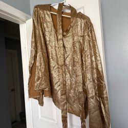 Gold Metallic Long Sleeve Blouse