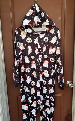 Halloween Ghost Print Adult Onesie Pajamas