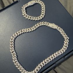 Cernucci Iced Cuban Link Chain And Bracelet 