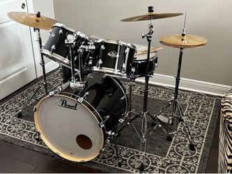 Pearl Export 5-Piece (Jet Black) Complete Drum Kit| Excellent Condition | Cases Included
