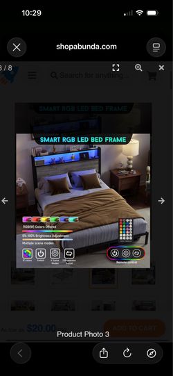 Queen Size Bed Frame with Headboard, Metal Platform Bed Frame with LED Lights & Charging Station,