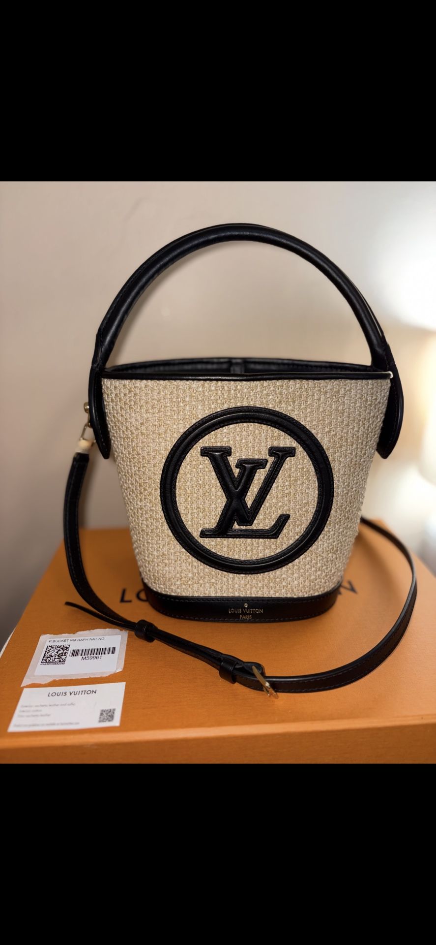Louis Vuitton Petite Raffia Bucket Bag With