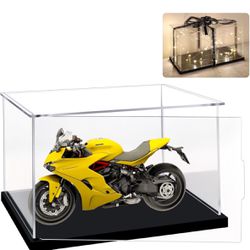 Clear Acrylic Display Case with Ribbon, Assemble Horizontal Display Box Stand with Thick Black Base, Dustproof Showcase for Collectibles Memorabilia F