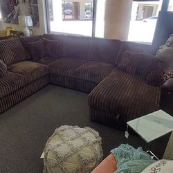 Brown Corduroy Sleeper Sectional 