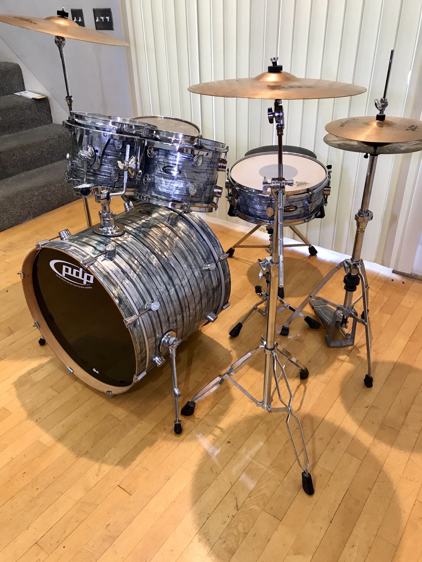 DW PDP 5 piece CX drum set drums kit Zildjian matching ZBT cymbals PDP throne & bass pedal complete kit as pictured $525 in Ontario 91762