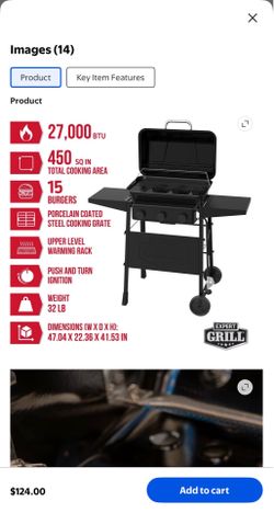 Expert Grill 3-Burner Propane Gas Grill with Wheels and Side Shelves, Black