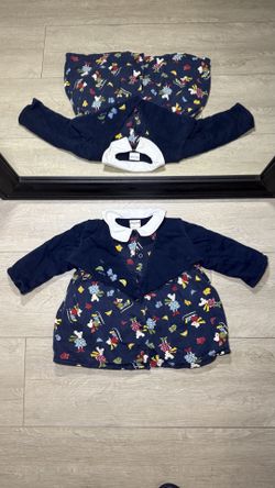 Vintage 1990s Toddlers Embroidered Absorba All Over Print Mouse Skiing Button Down Sweater
