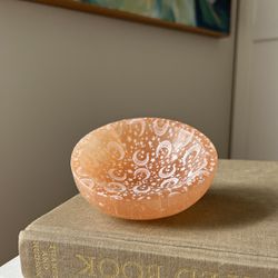 Peach Selenite Star Moon Trinket Bowl ( D4” ) firm on price 