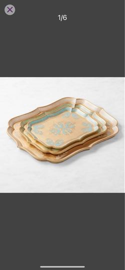 Williams Sonoma Florentine Wood Scallop Nesting Trays