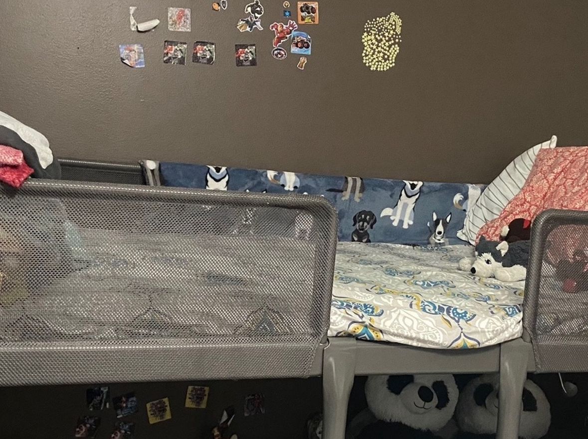 kids bunk bed with mattress