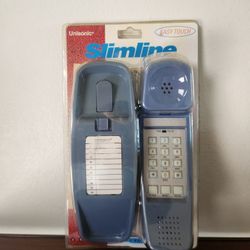 Unisonic Slimline Vintage Phone Easy Touch Blue Telephone Desk And Wall Mountable Electric Ringer Barnd New In Box Never Opened 