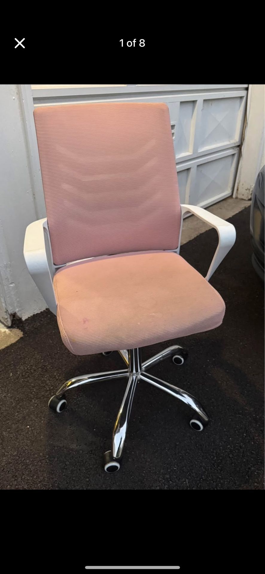 HOME OFFICE HEIGHT-ADJUSTABLE CHAIR PINK & WHITE