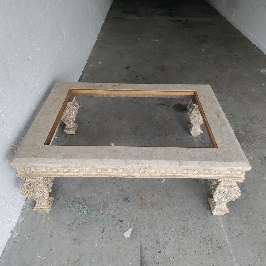 gorgeous solid wood marble coffee table missing glass very cheap