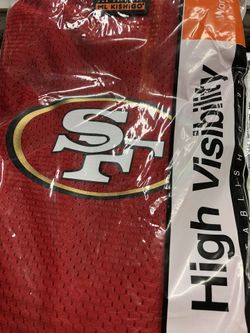 49ERS RED REFLECTIVE SAFETY VEST W/SILVER REFLECTIVE LOGO SIZE.