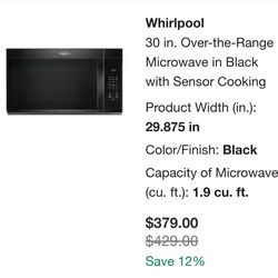 Whirlpool 30" Over the Range Microwave