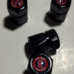 Set Of 4 New Boston Red Sox Wheel Tire Caps Air Valve Stem Cover 