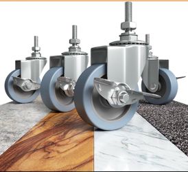 Houseables Caster Wheels, Casters Set Of 4, Wheels For Wire Shelving Racks, Castors, 3 Inch, 1/2"-13x1.5" Threaded Stem, Locking, Rubber, Heavy Duty, 