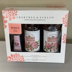 NEW!! CRABTREE & EVELYN ROSEWATER BATH & SHOWER GEL GIFT SET - firm price