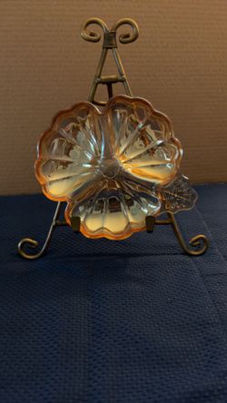 Amber Clear Glossy Glass Leaf Candy Dish Decorative Solid Pattern 1 Compartment