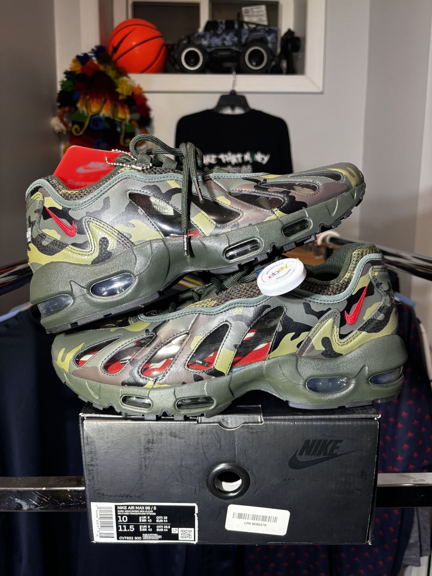 NWT Nike Men Size 10 Supreme Air Max 96 Green Camo NEW OG ALL