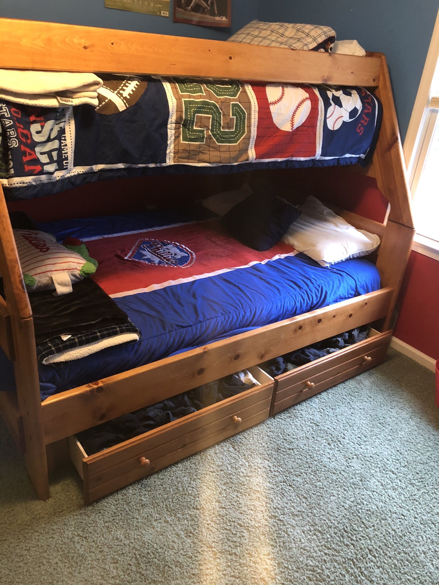 Solid wood bunk bed and dresser