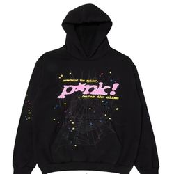 Sp5der P*NK Hoodie Black SIZE L