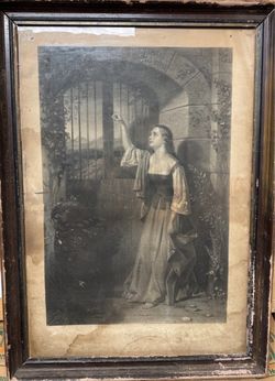 1800s Antique engraving very old wood framed    Artist/Engraver: A.H. Ritchie (Alexander Hay Ritchie, 1822–1895) Mercy at the Wicket Gate