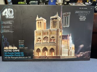 4D Build Notre Dame Cathedral 3D Model Kit Puzzle w/ LED Lights, 393 Pieces