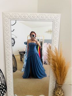New with Tags Strapless Blue Maxi Dress with Side Slit small, gown , wedding guest