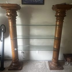 Heavy Pillars With Three Glass Shelves 