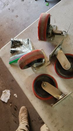 8 inch Industrial Caster, Polyurethane on Polypropylene Wheel- Casters Set of 4 Heavy Duty -