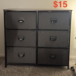 6-Drawer Dresser (Black, Fabric Drawers)