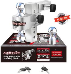 O362  Uriah Products Aluma Tow Adjustable Lightweight Aluminum Alloy Trailer Hitch Interchangeable Ball Mount with 6 Inch Drop Distance