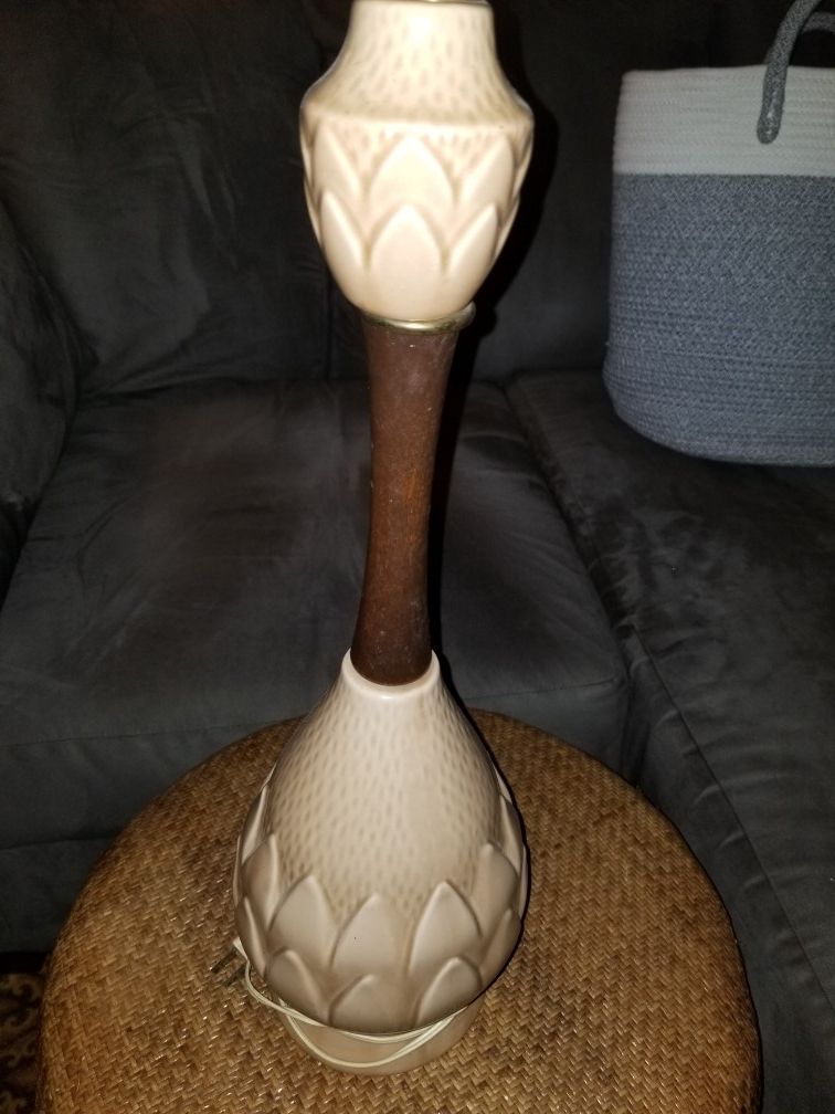 Vintage lamp ceramic and wood. Asking $25