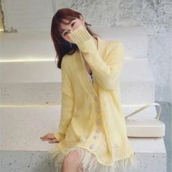 Yellow Soft Knitted Cardigan/Sweater Fringed