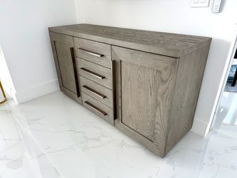 Restoration Hardware Machinto Sideboard – Grey Oak/Pewter